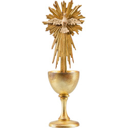 Cáliz de madera con Espíritu Santo con aureola y cola